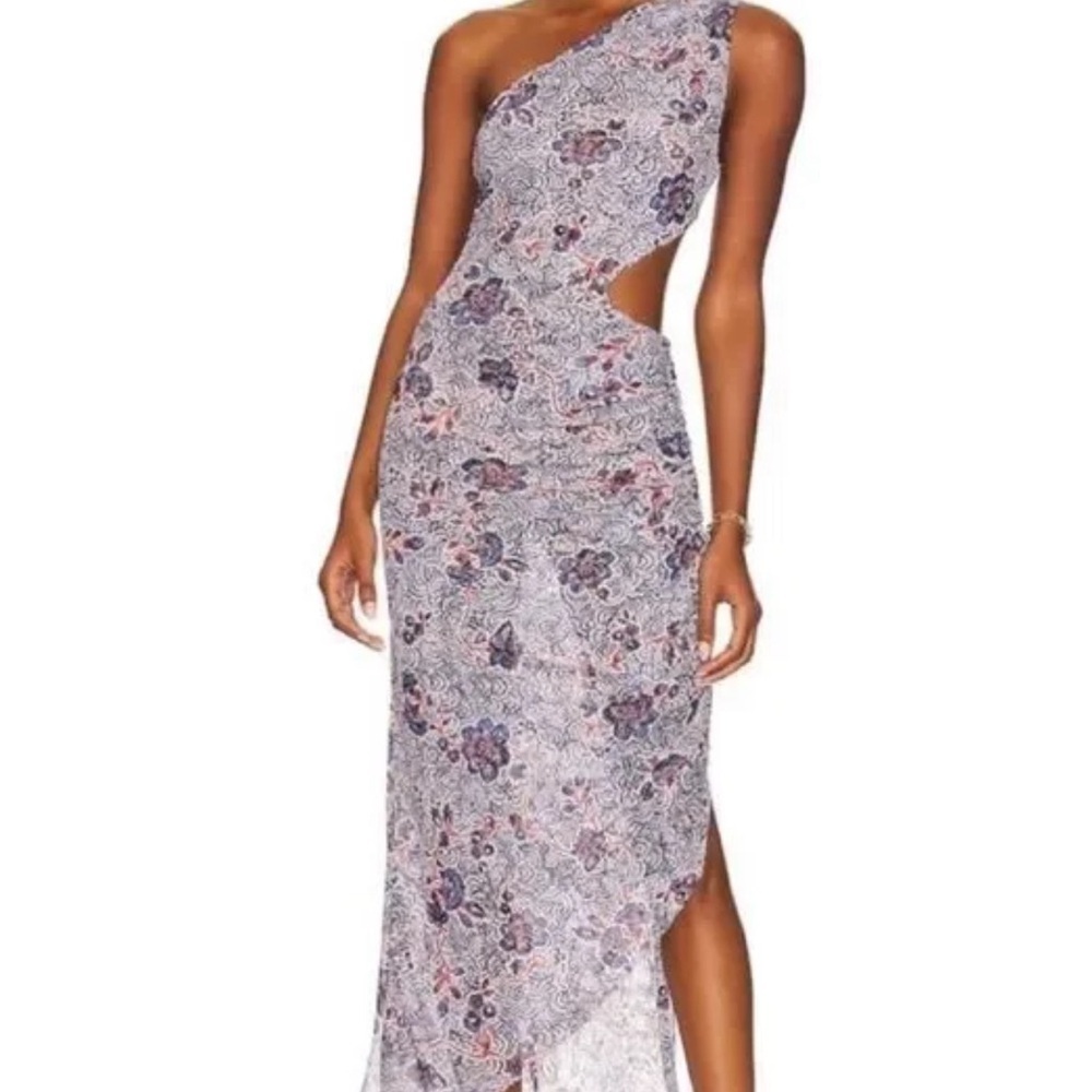 NWT MISA LOS ANGELES Aries Cutout Mesh Sheath Dress Raw Hem Size L - Picture 2 of 14